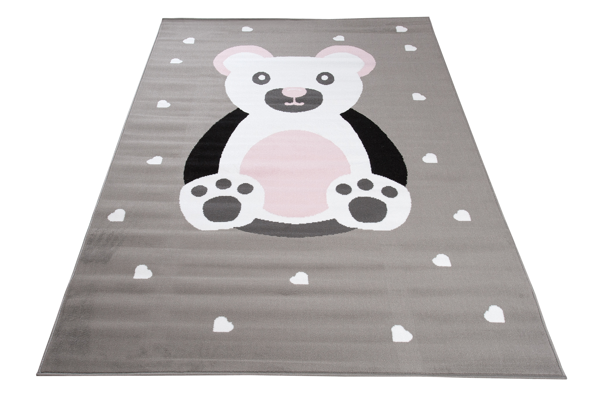 Tappeto Per Bambini Pinky Grigio Rosa Orsetto