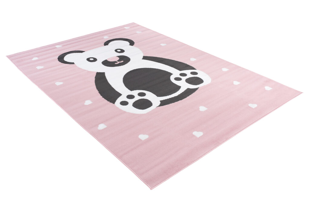 Tappeto Per Bambini Pinky Rosa Grigio Orsetto
