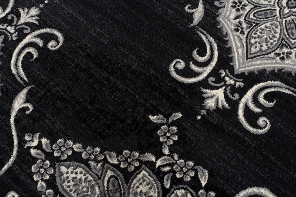 Tappeto Qmega Nero Grigio Vintage Floreale