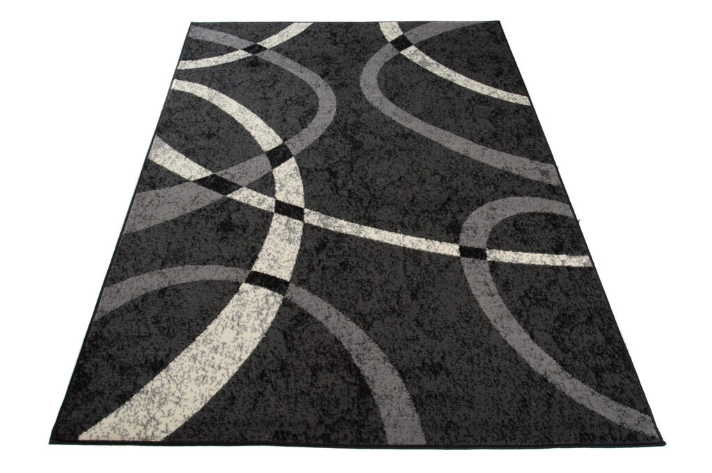 Tappeto Qmega Nero Grigio Geometrico Linee