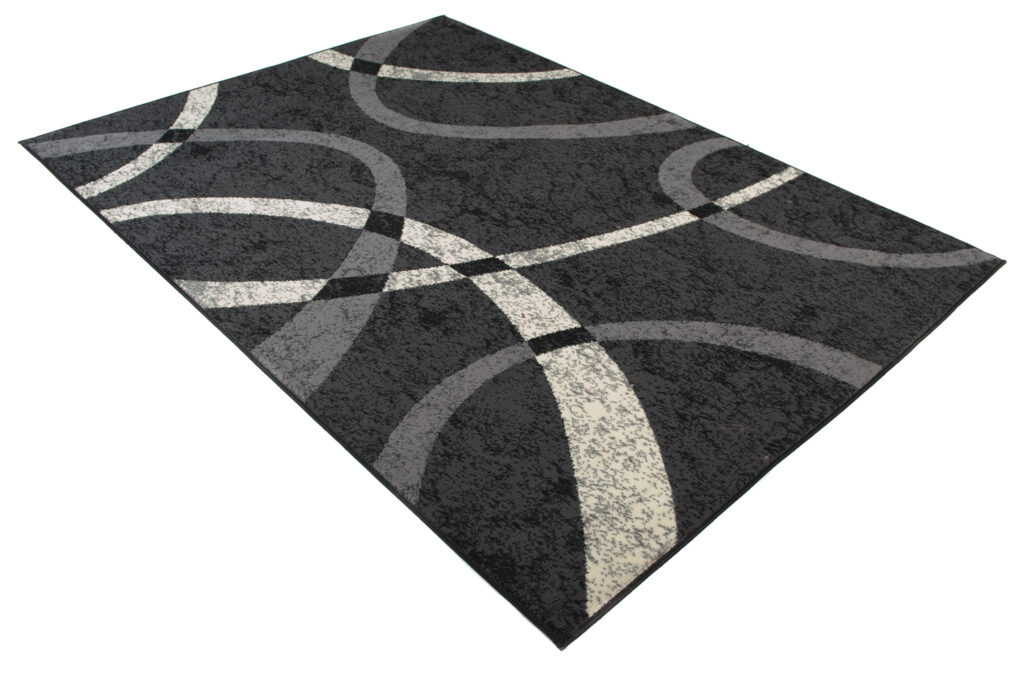 Tappeto Qmega Nero Grigio Geometrico Linee