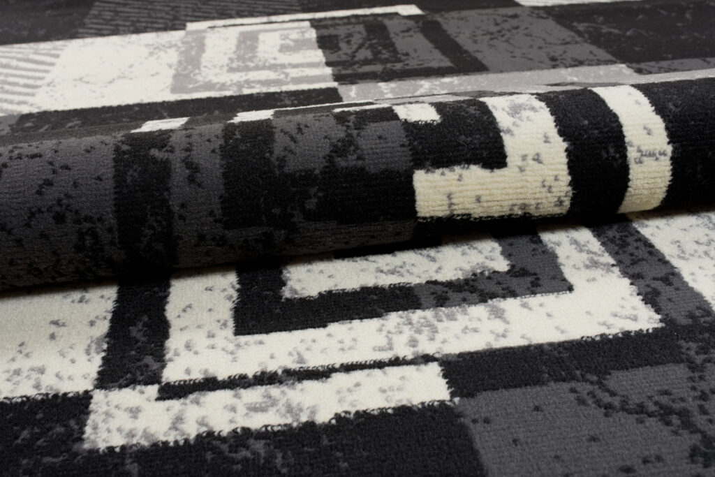 Tappeto Qmega a Quadri Nero Grigio Bianco Geometrico
