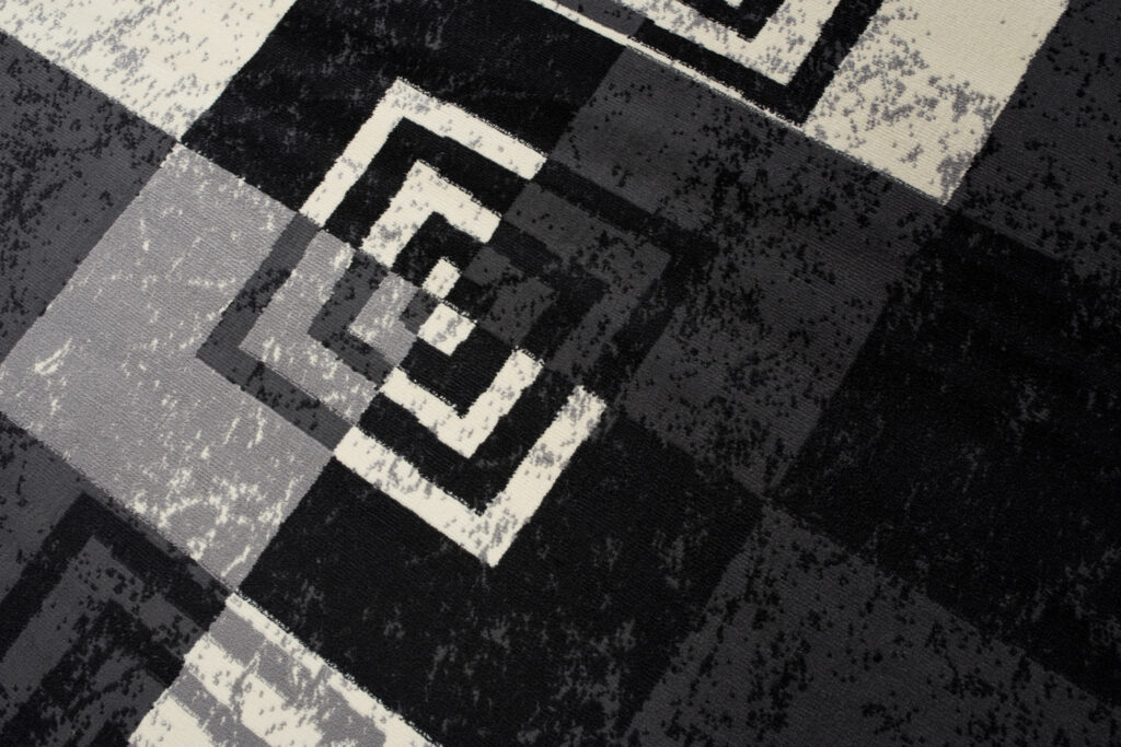 Tappeto Qmega a Quadri Nero Grigio Bianco Geometrico