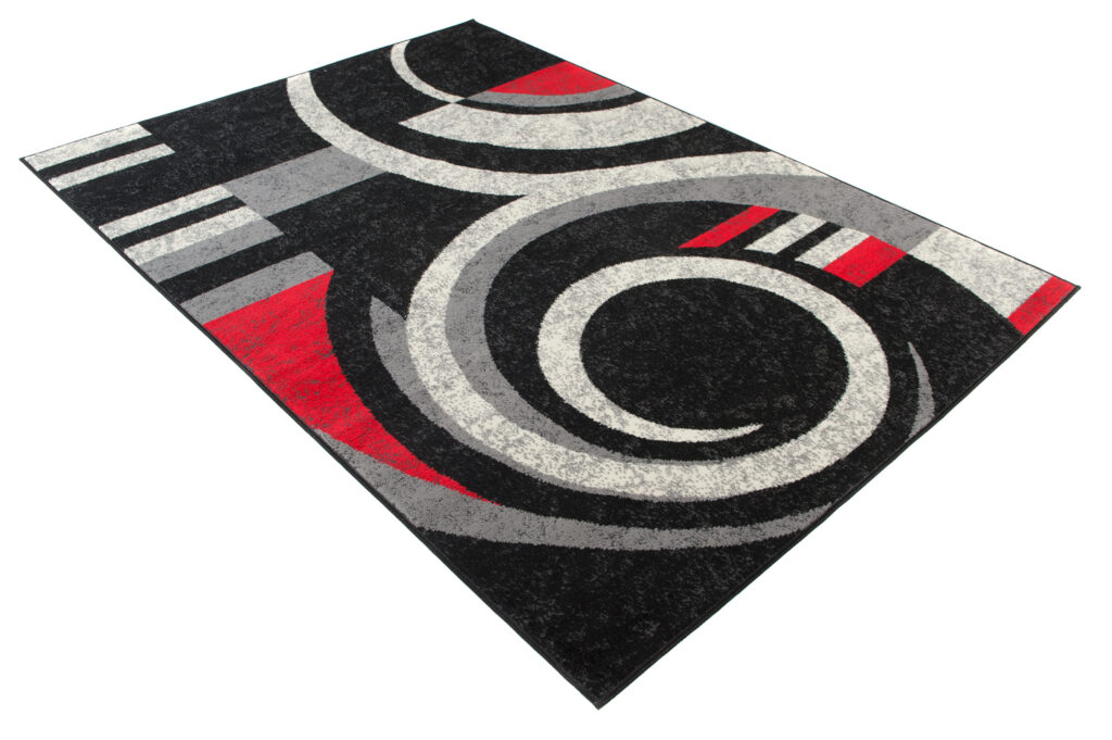 Tappeto Qmega Nero Grigio Rosso Geometrico