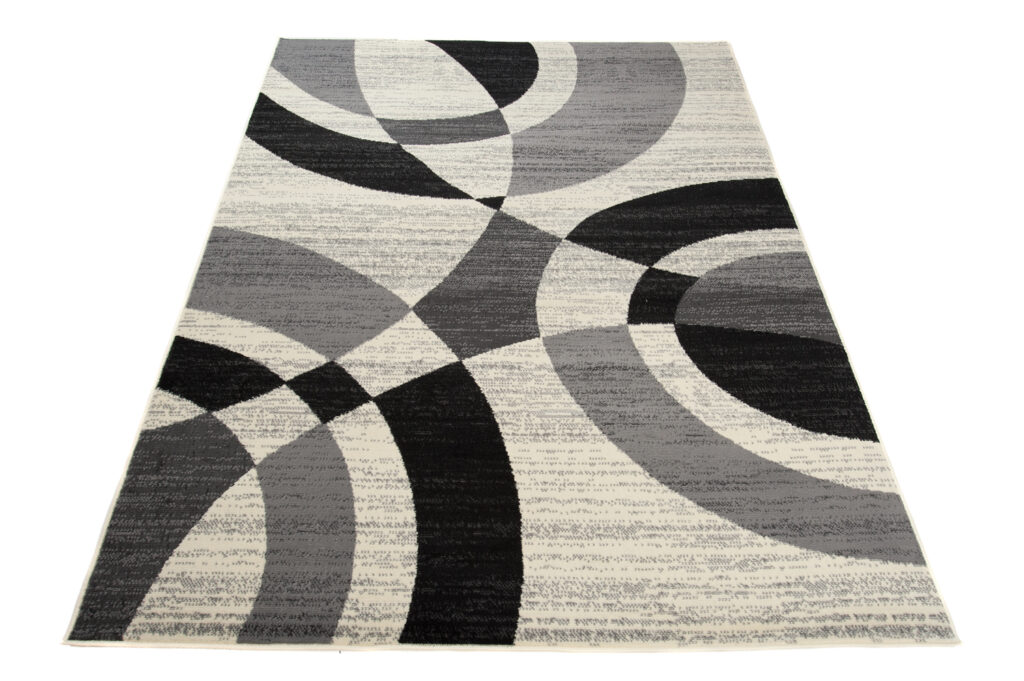 Tappeto Qmega Grigio Nero Geometrico Linee