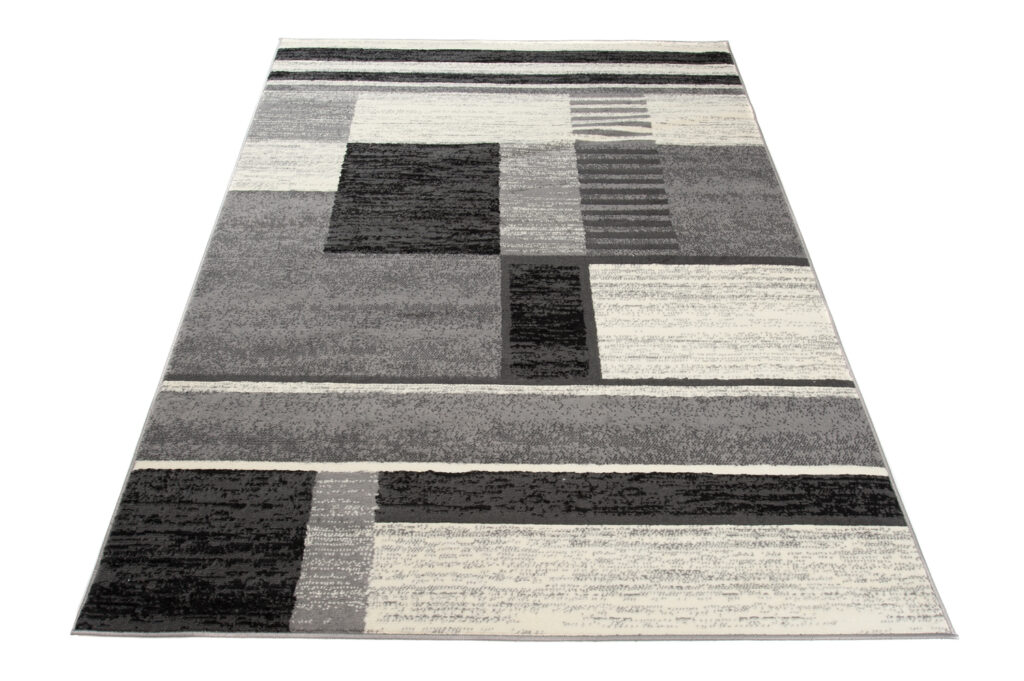 Tappeto Qmega Geometrico Nero Grigio a Strisce
