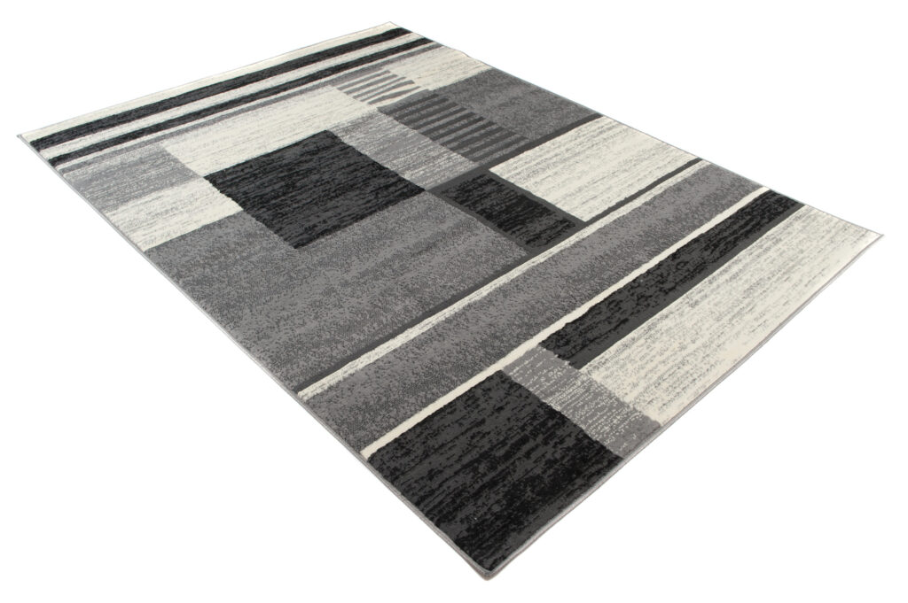 Tappeto Qmega Geometrico Nero Grigio a Strisce