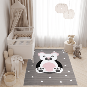 Tappeto Per Bambini Pinky Grigio Rosa Orsetto