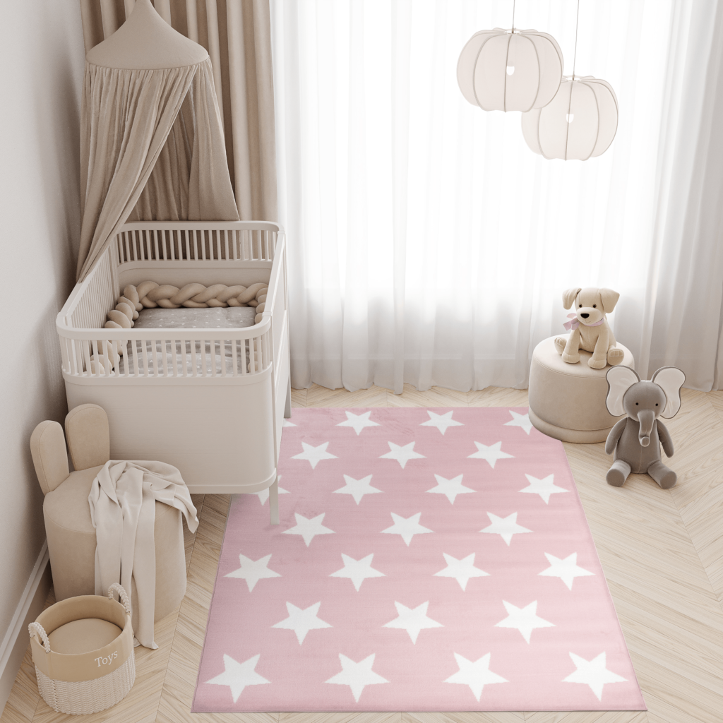 Tappeto Per Bambini Pinky Rosa Stelle