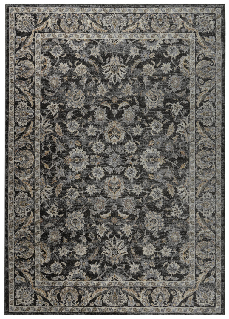 Tappeto Ritz Nero Grigio Floreale Ornamenti