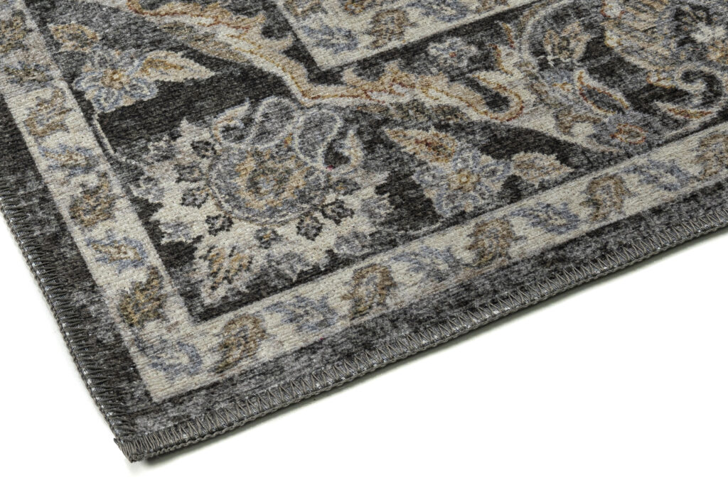 Tappeto Ritz Nero Grigio Floreale Ornamenti