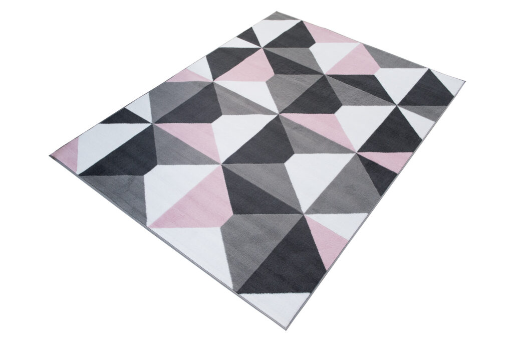Tappeto Per Bambini Pinky Rosa Grigio Trapezi