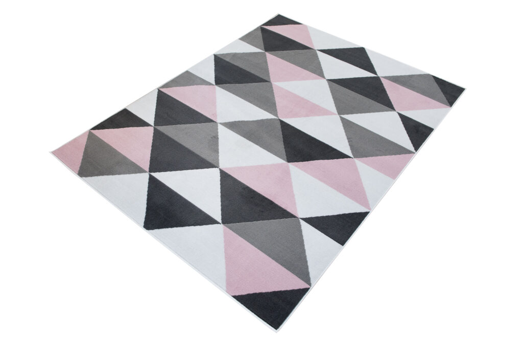 Tappeto Per Bambini Pinky Rosa Grigio Triangoli