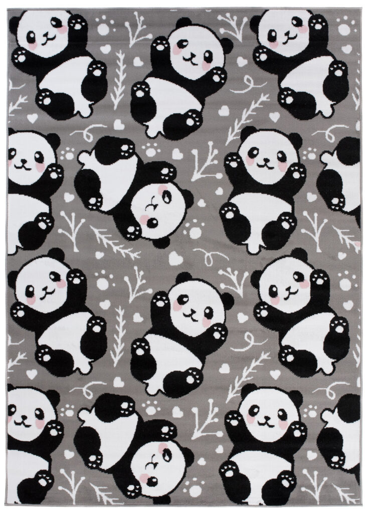 Tappeto Per Bambini Pinky Grigio Panda