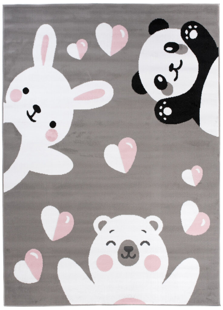 Tappeto Per Bambini Pinky Grigio Animali
