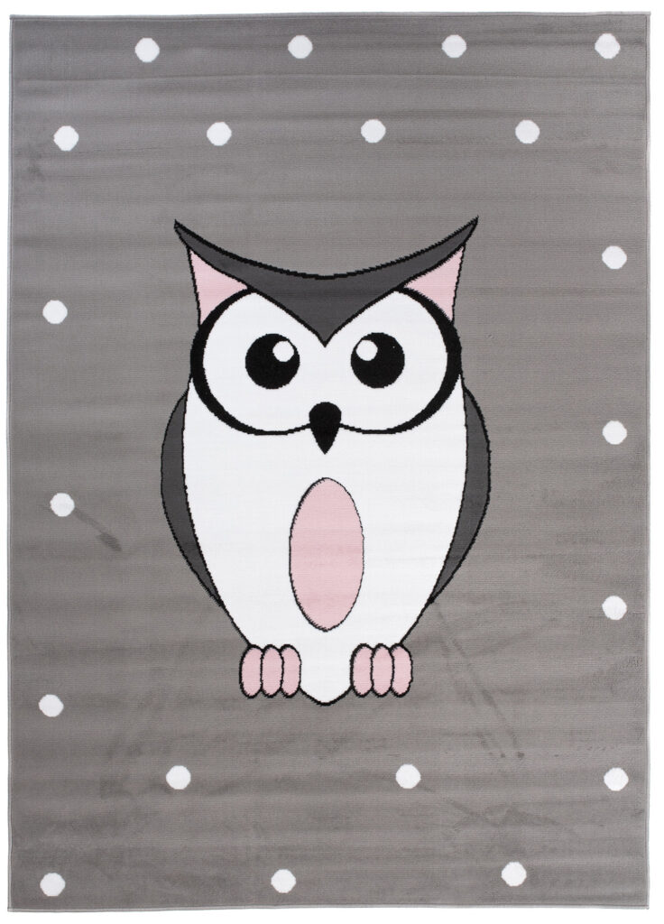 Tappeto Per Bambini Pinky Grigio Gufo