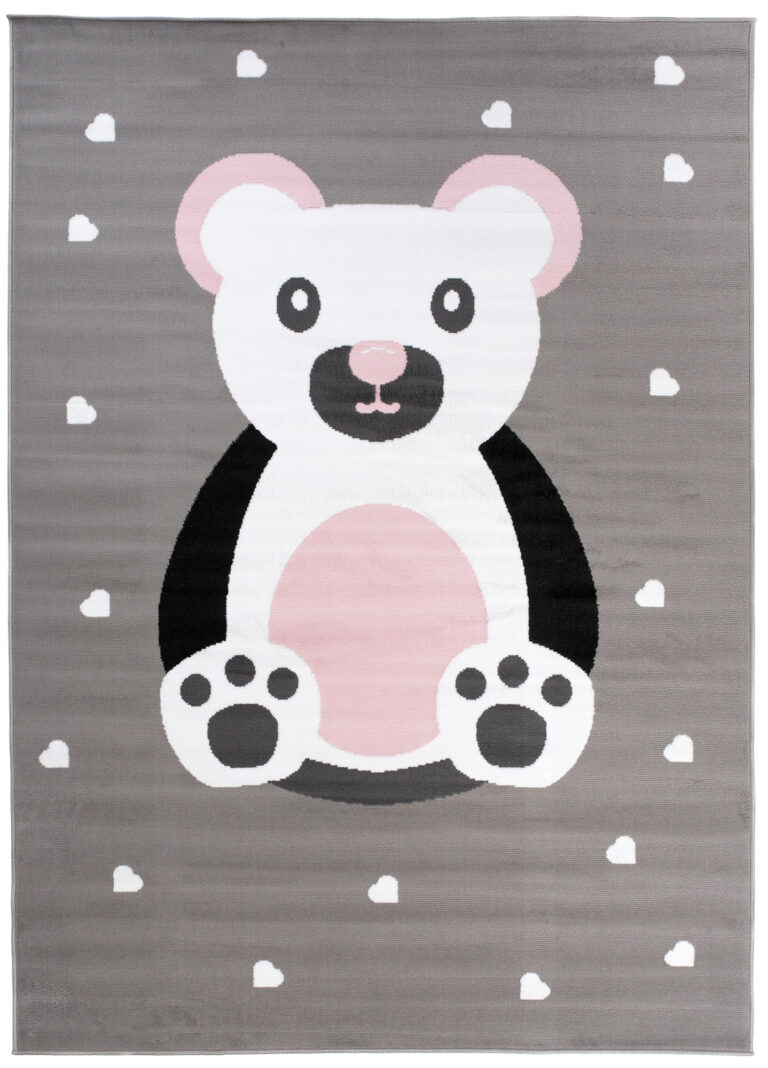 Tappeto Per Bambini Pinky Grigio Rosa Orsetto