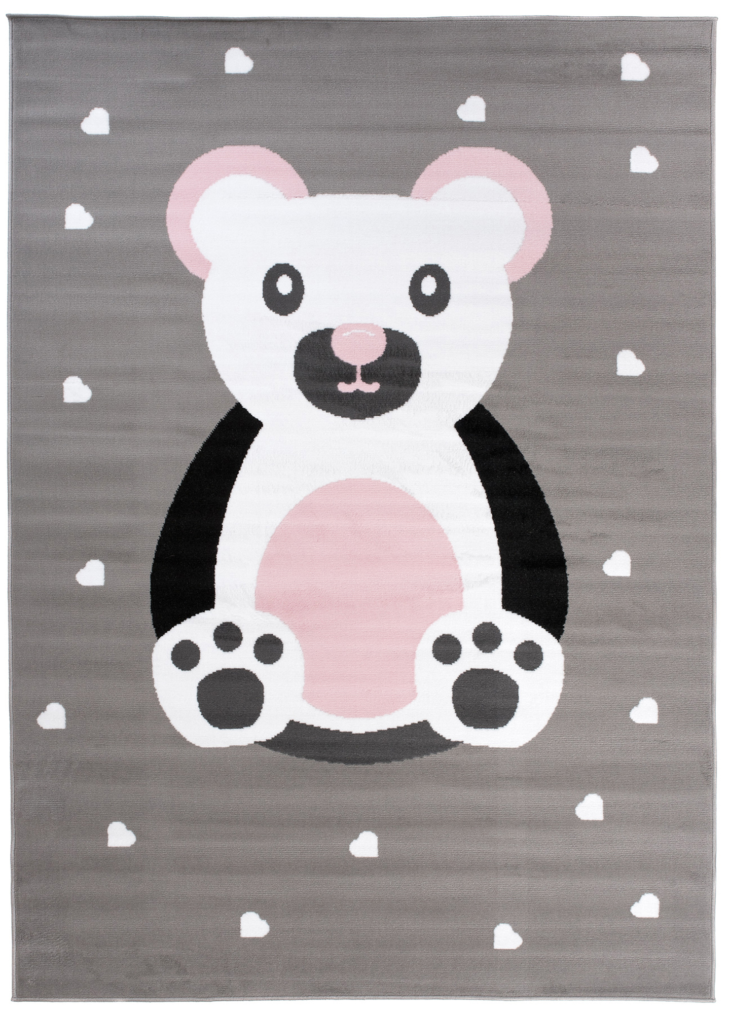 Tappeto Per Bambini Pinky Grigio Rosa Orsetto