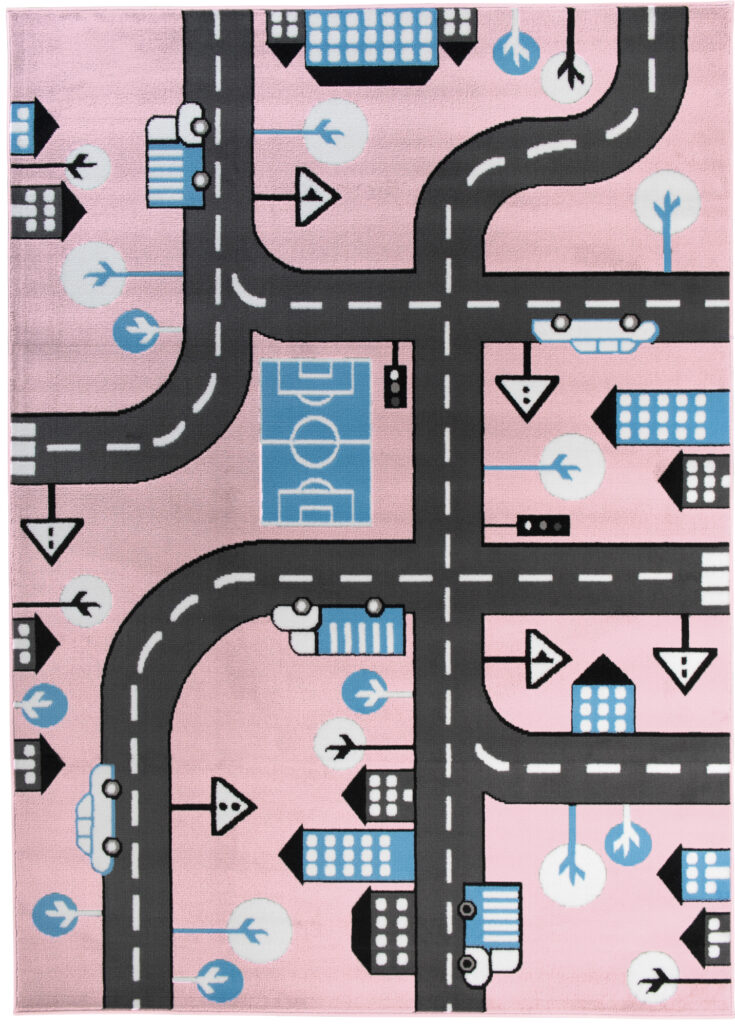 Tappeto Per Bambini Pinky Rosa Grigio Strada