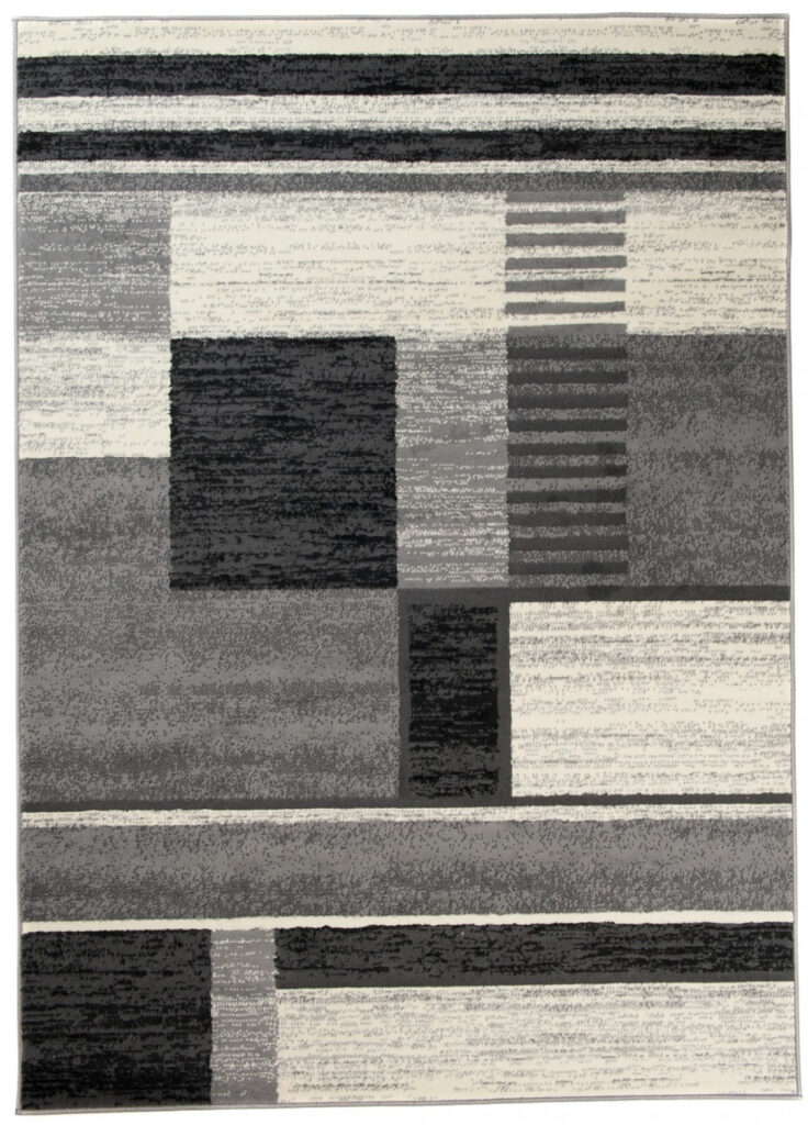 Tappeto Qmega Geometrico Nero Grigio a Strisce