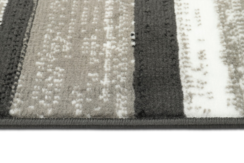 Tappeto Qmega Geometrico Nero Grigio Bianco a Strisce