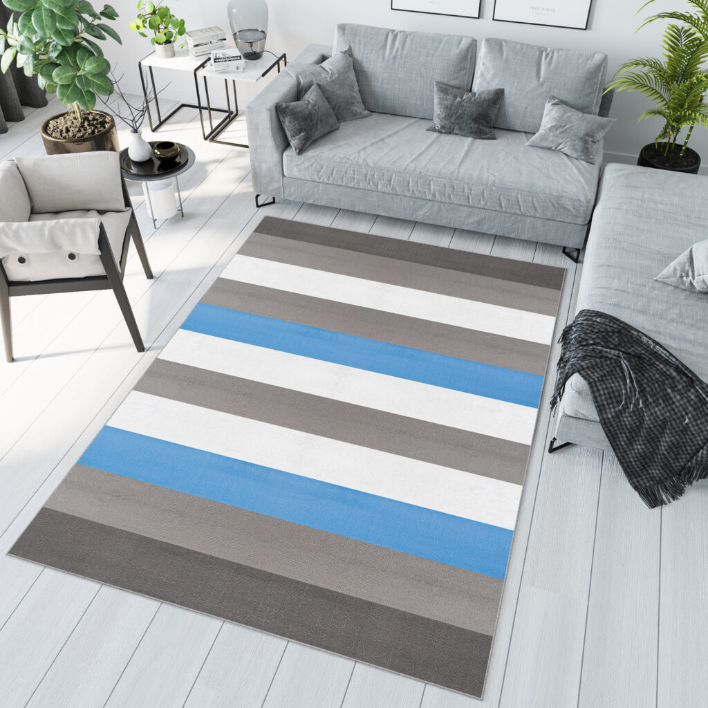Tappeto Per Bambini Pinky Grigio Blu Strisce