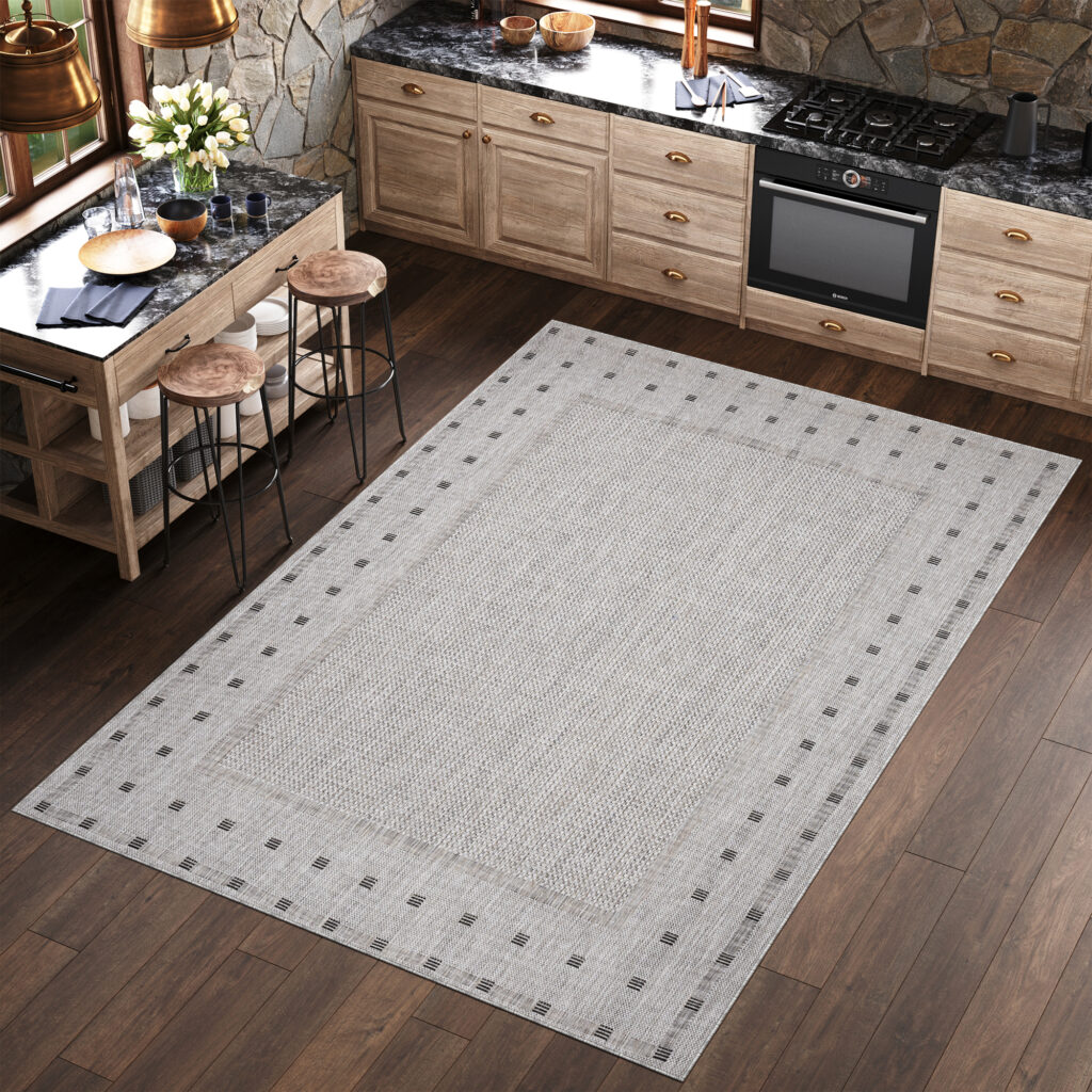 Tappeto Melissa Grigio Cornice Interno Esterno