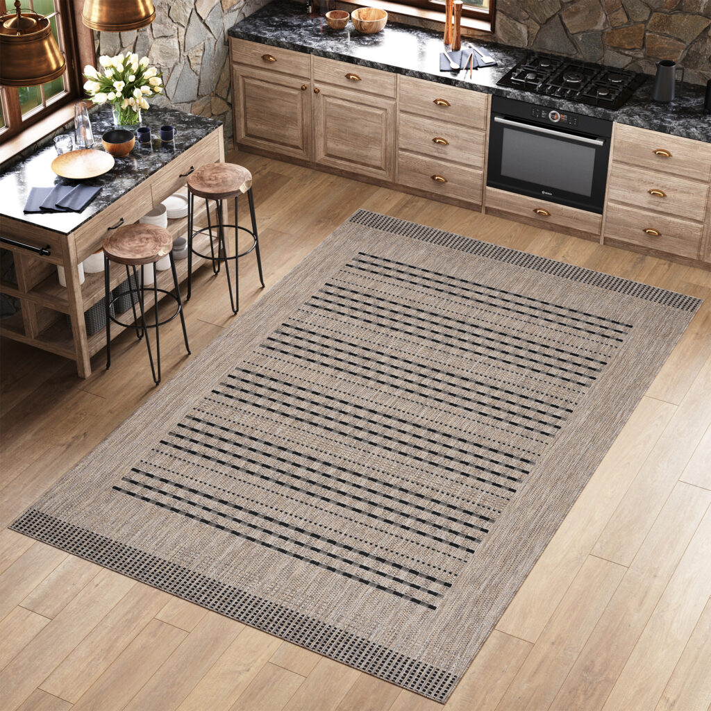 Tappeto Melissa Marrone Nero Strisce Interno Esterno