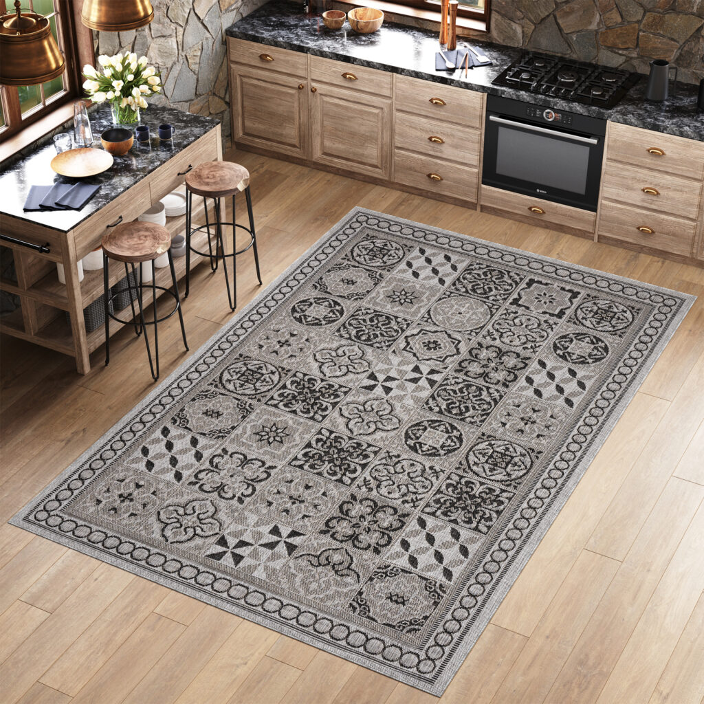 Tappeto Melissa Grigio Nero Mosaico Interno Esterno