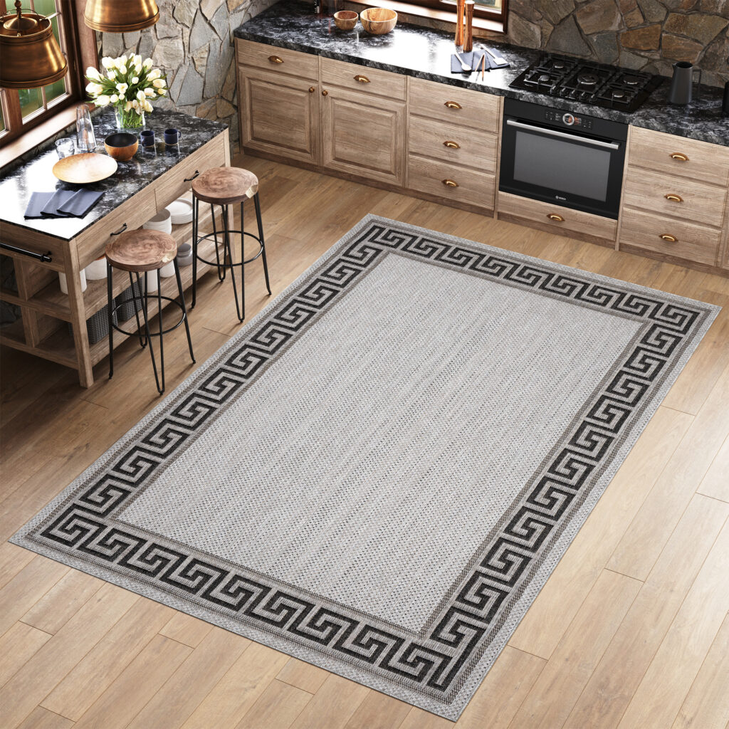 Tappeto Melissa Grigio Nero Zigzag Interno Esterno