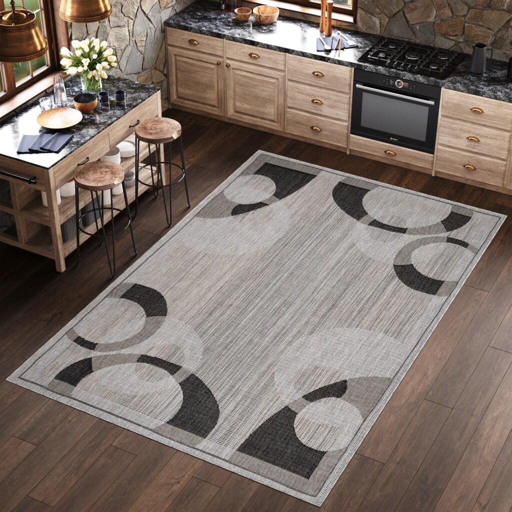 Tappeto Melissa Grigio Nero Geometrico Interno Esterno