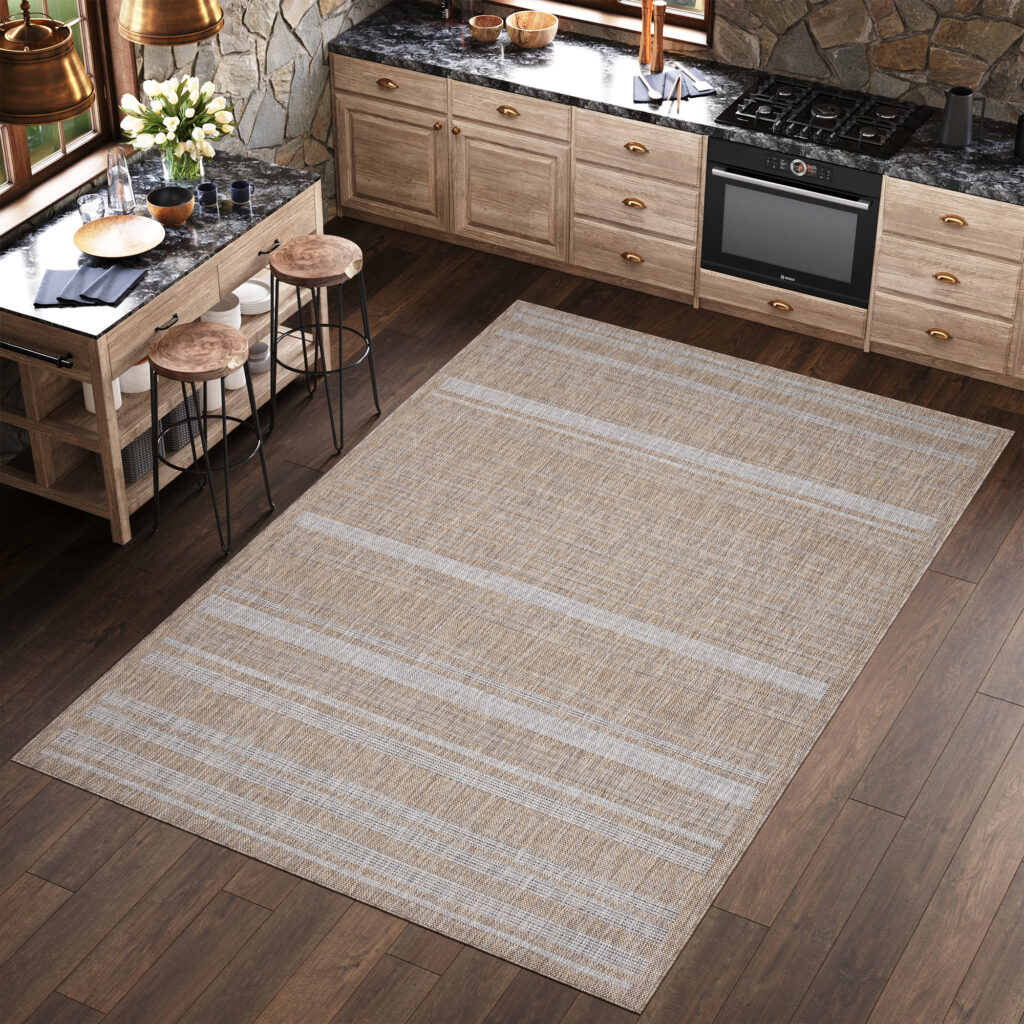 Tappeto Melissa Marrone Grigio Strisce Interno Esterno