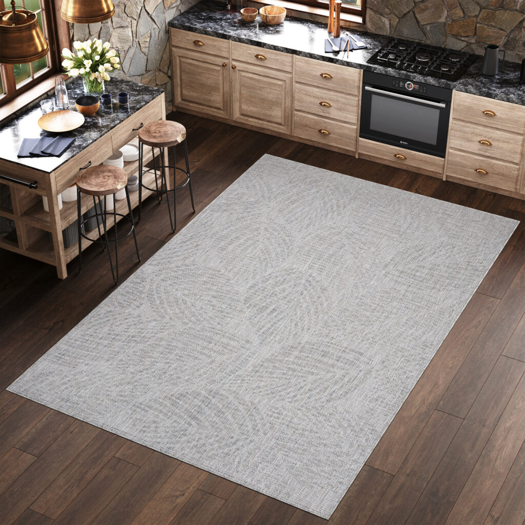 Tappeto Melissa Grigio Melange Foglie Interno Esterno