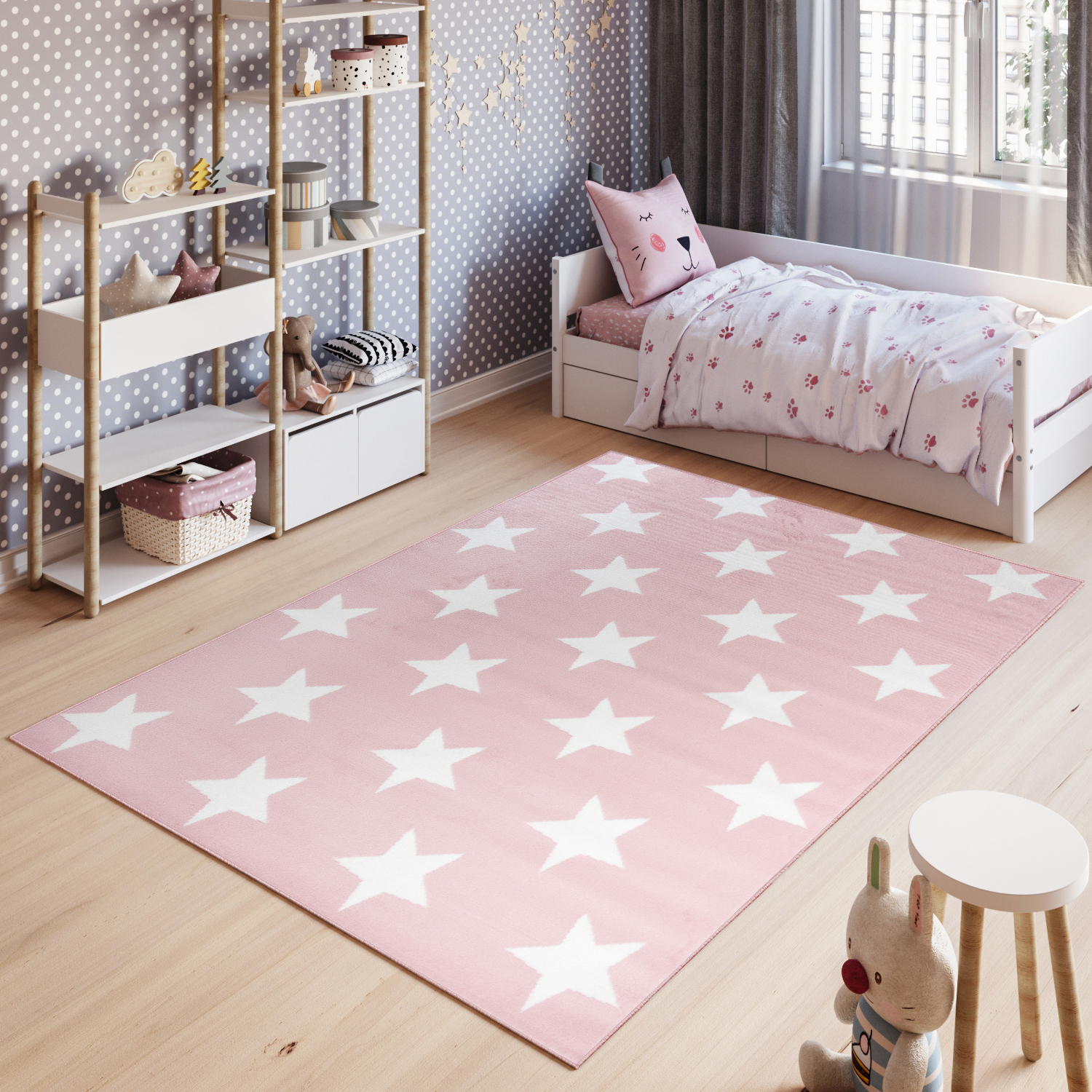 Tappeto Per Bambini Pinky Rosa Stelle