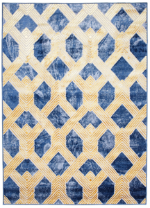 Tappeto Shine Blu Scuro Oro Geometrico Effetto 3D