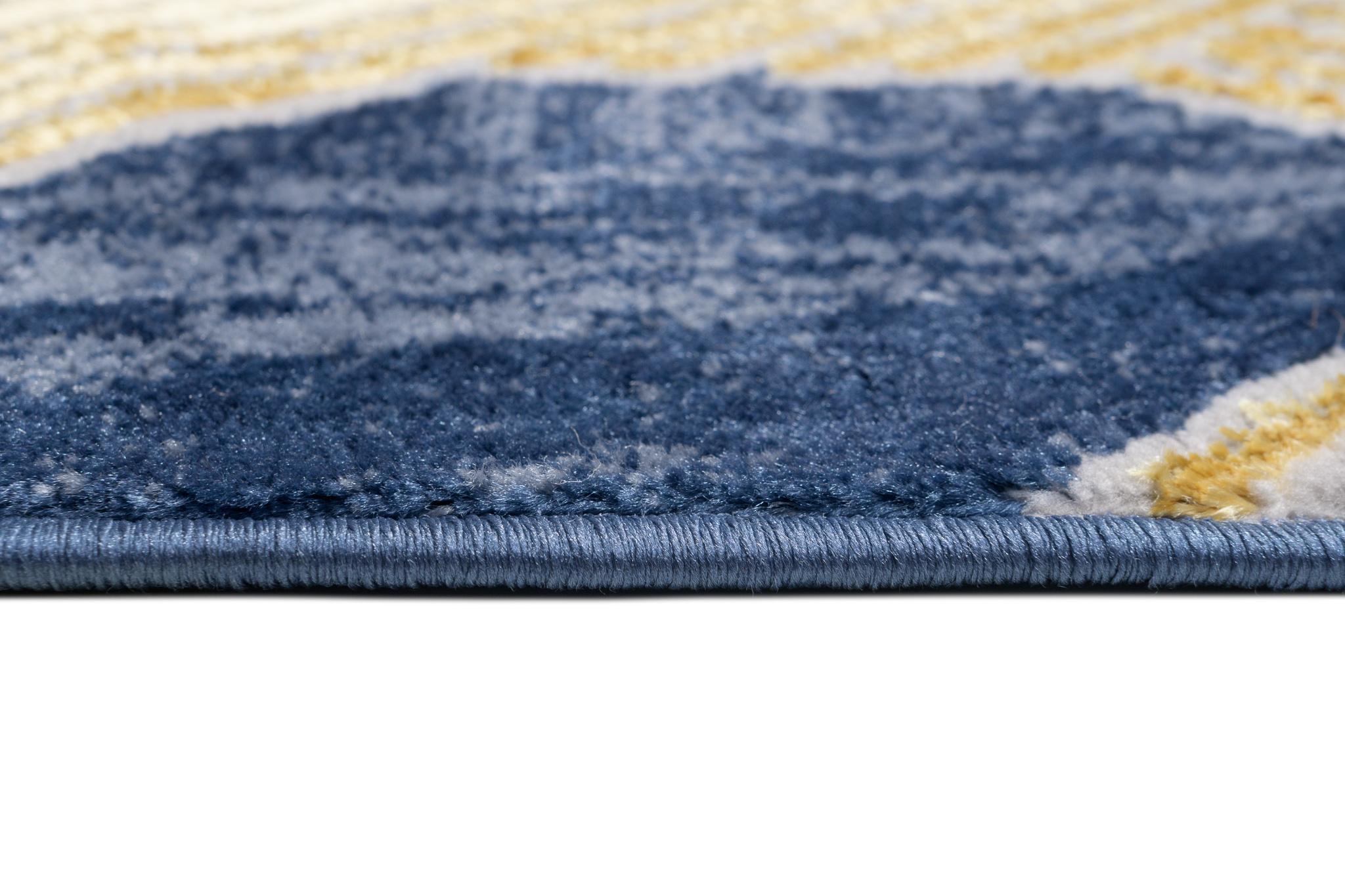 Tappeto Shine Blu Scuro Oro Geometrico Effetto 3D