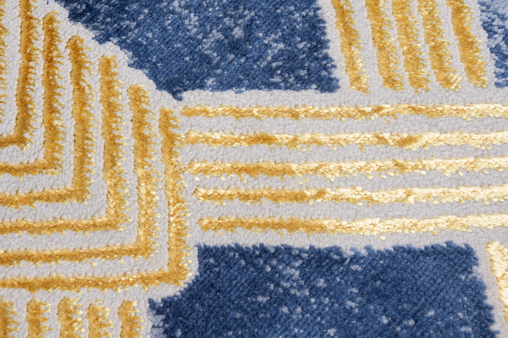 Tappeto Shine Blu Scuro Oro Geometrico Effetto 3D