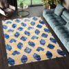Tappeto Shine Blu Scuro Oro Geometrico Effetto 3D