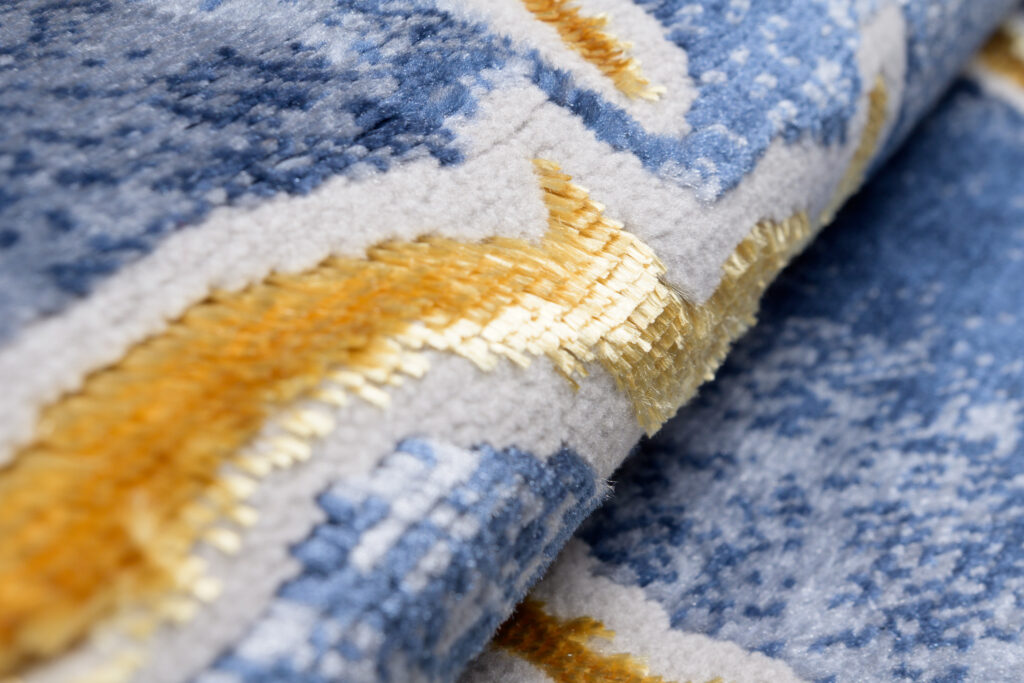 Tappeto Shine Blu Scuro Oro Astratto Effetto 3D
