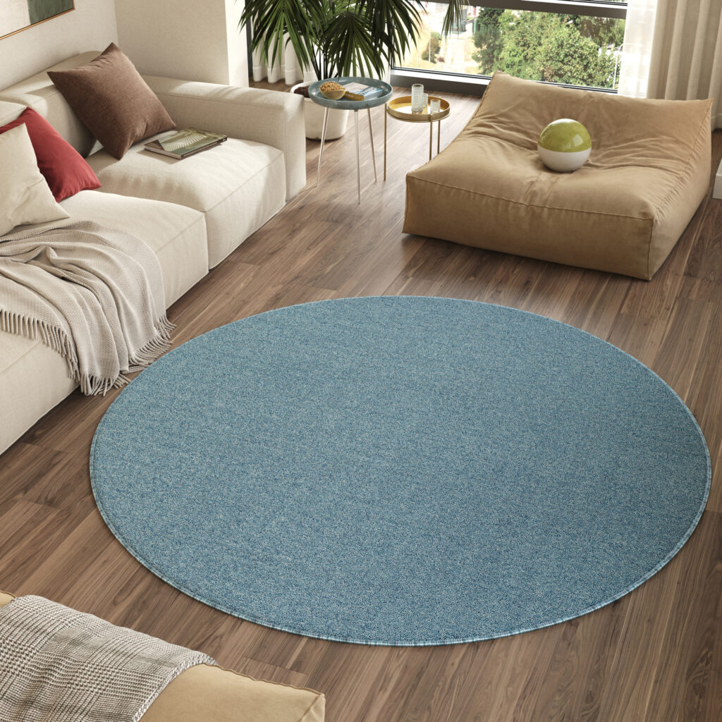 Tappeto Nizza Rotondo Blu Moderno Antiscivolo