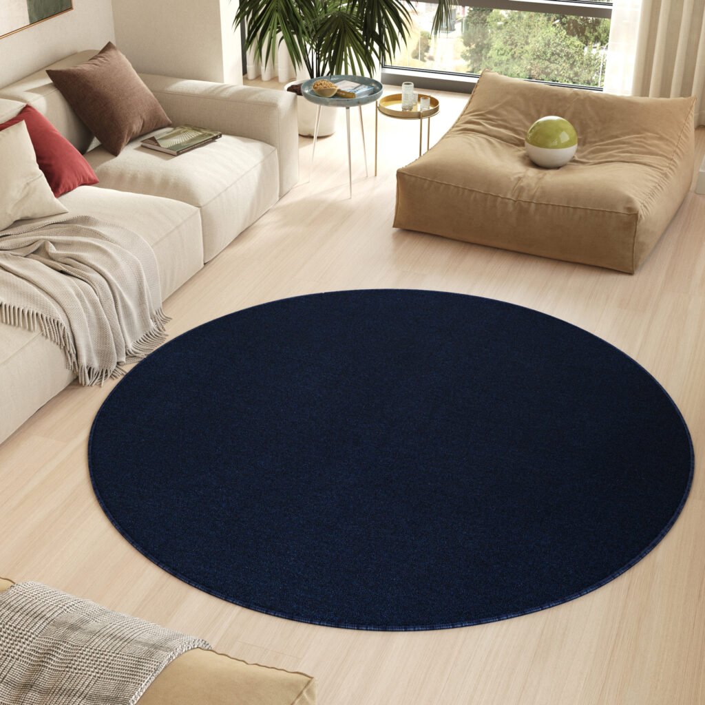Tappeto Nizza Rotondo Blu Navy Moderno Antiscivolo