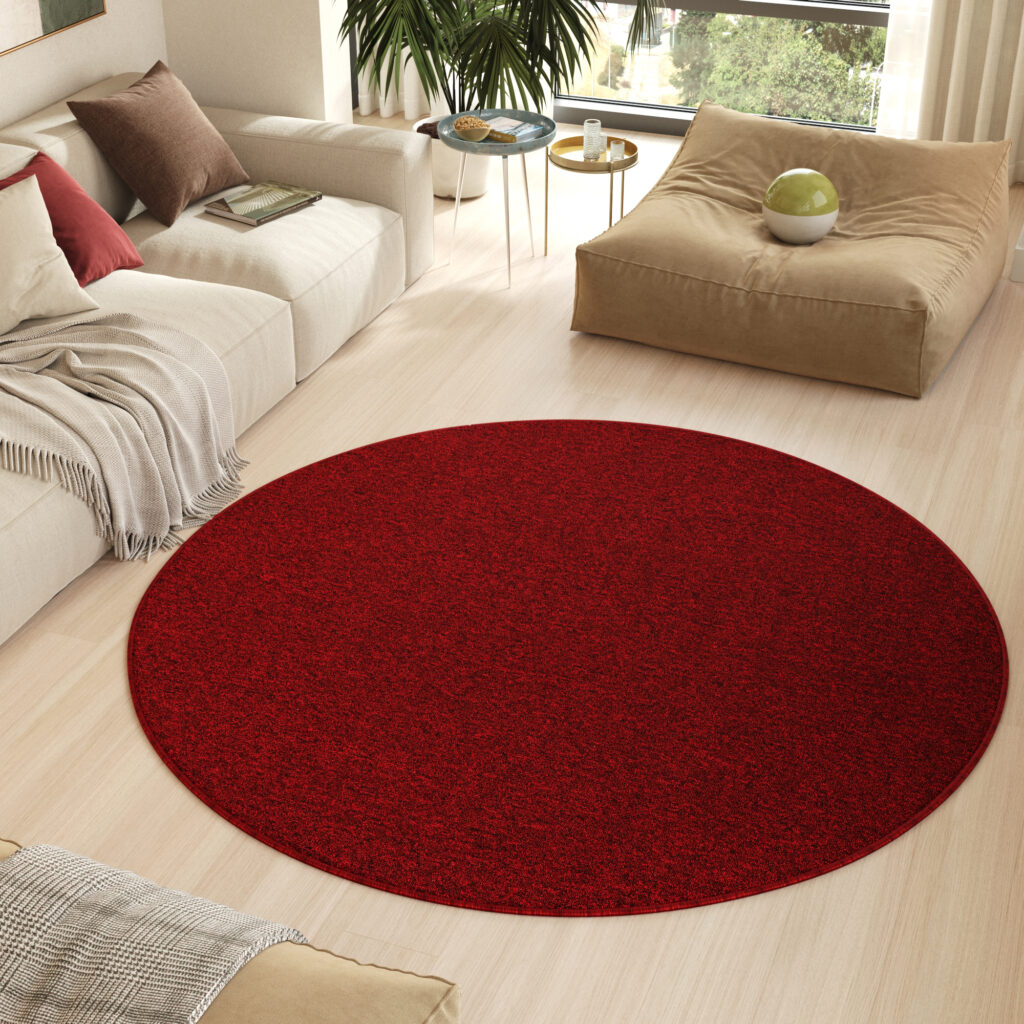 Tappeto Nizza Rotondo Rosso Moderno Antiscivolo