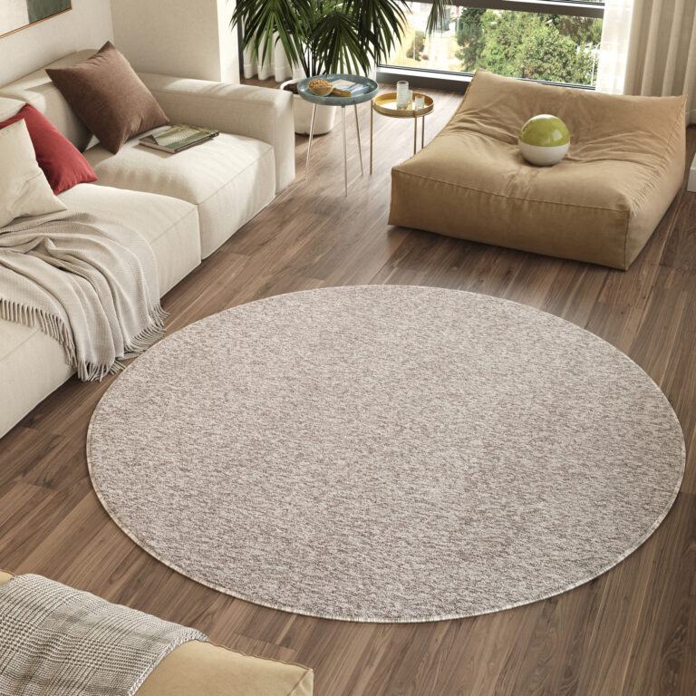 Tappeto Nizza Rotondo Beige Chiaro Moderno Antiscivolo