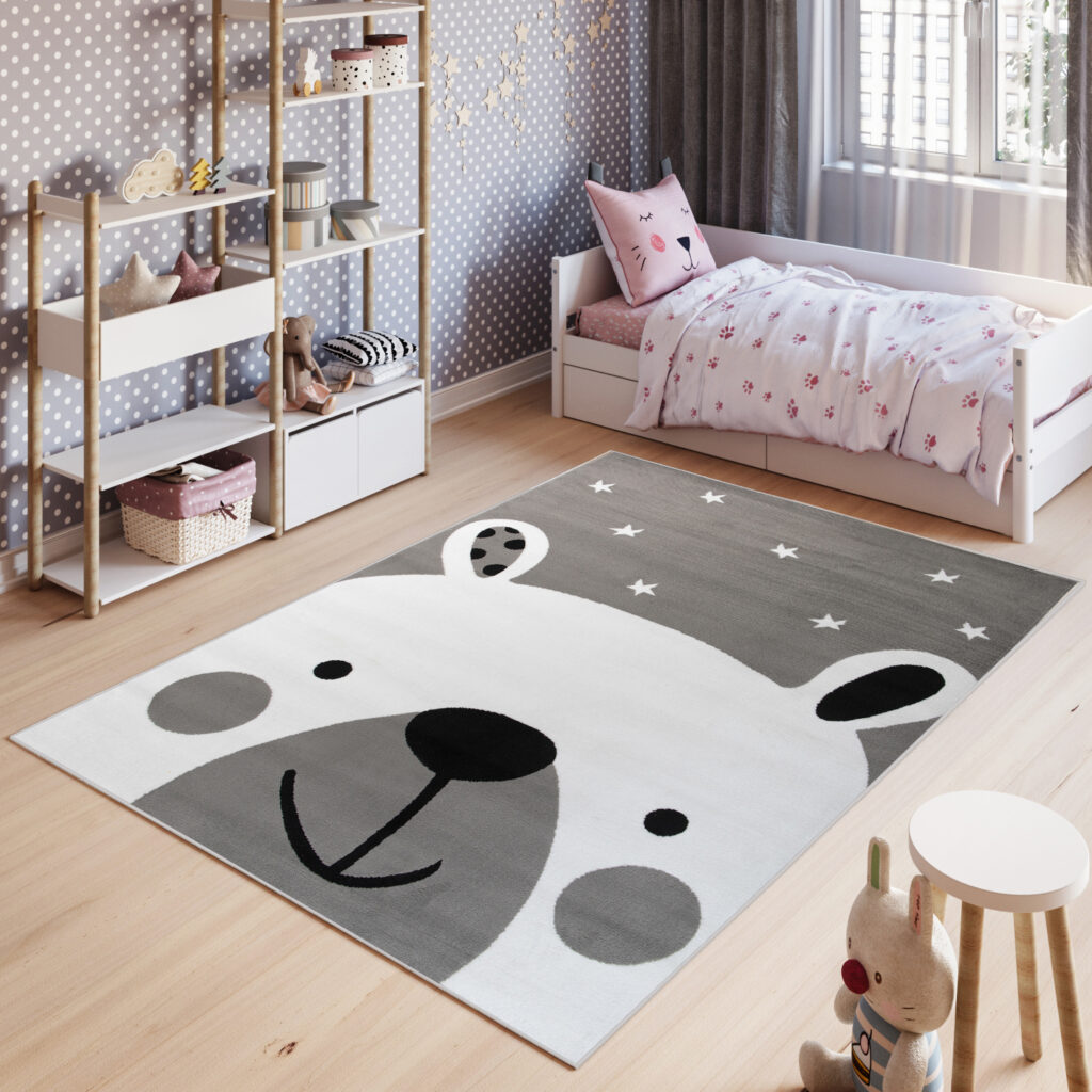Tappeto Per Bambini Pinky Grigio Bianco Orsetto