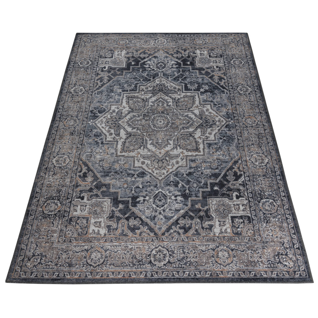 Tappeto Ritz Blu Navy Grigio Vintage Rosetta