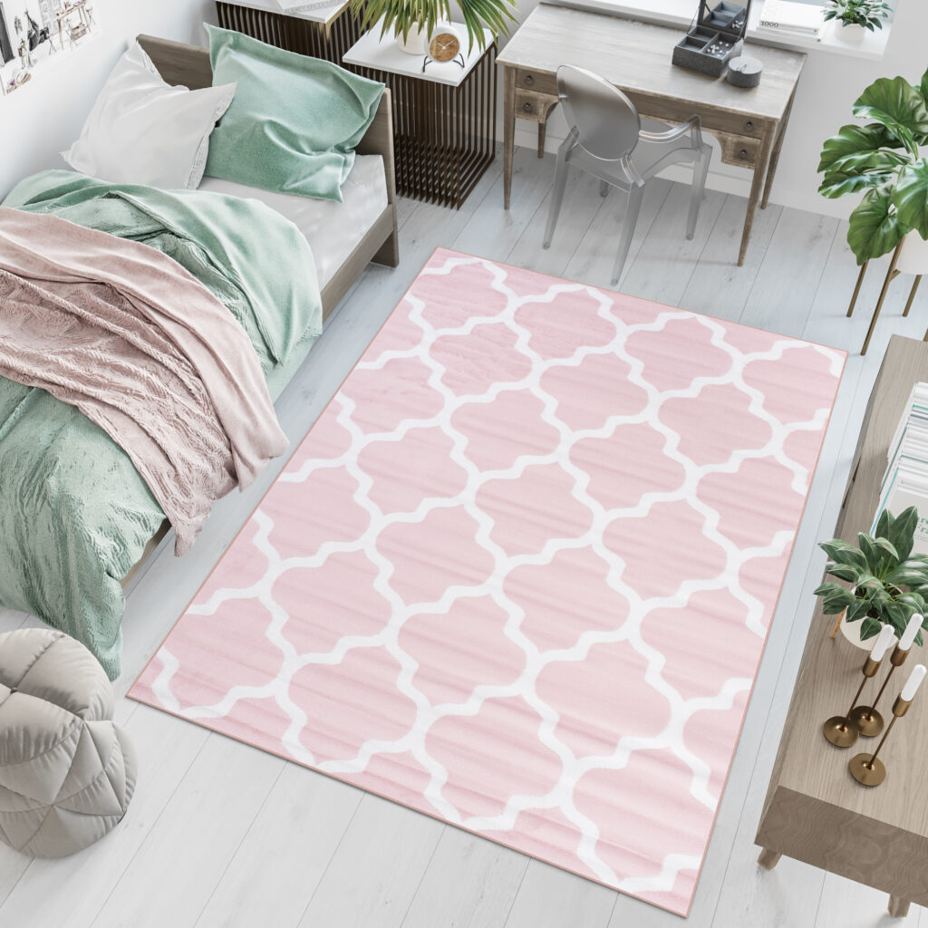 Tappeto Per Bambini Pinky Rosa Marocchino Trifoglio