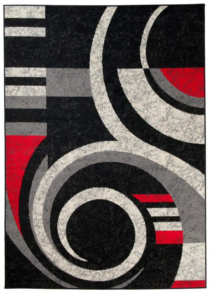 Tappeto Qmega Nero Grigio Rosso Geometrico