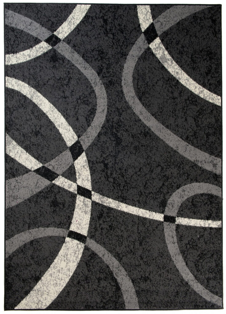 Tappeto Qmega Nero Grigio Geometrico Linee