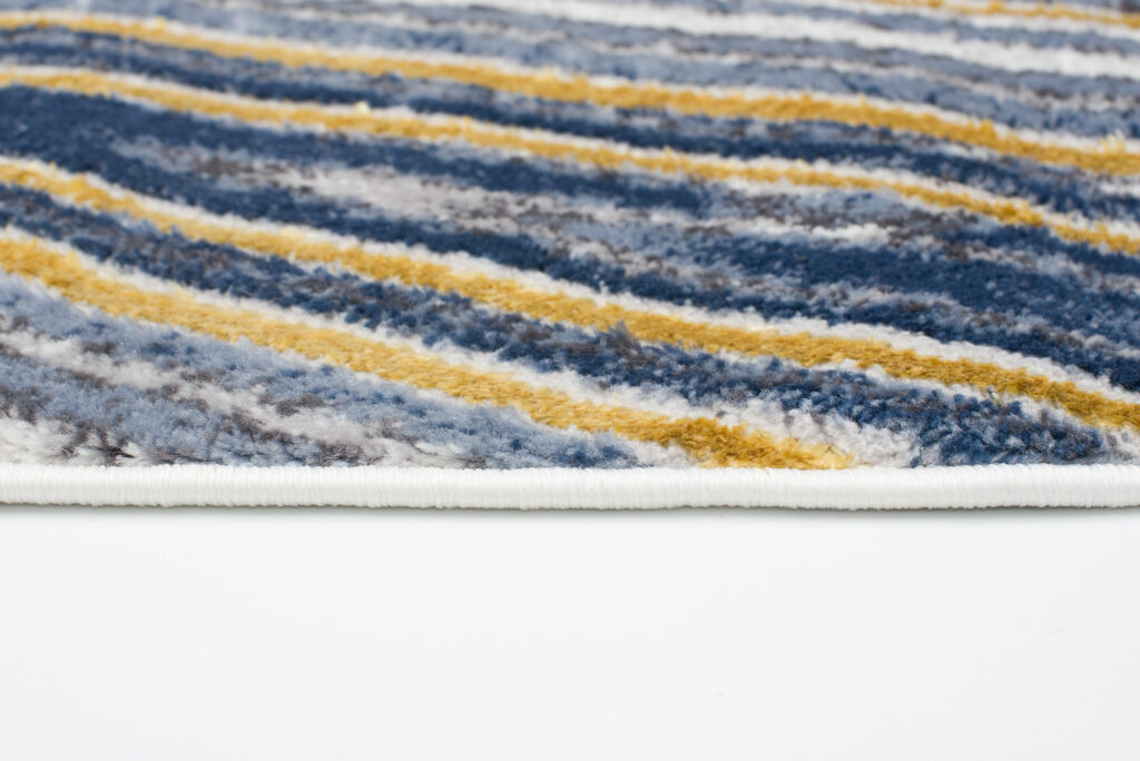 Tappeto Shine Oro Blu Grigio Astratto Effetto 3D