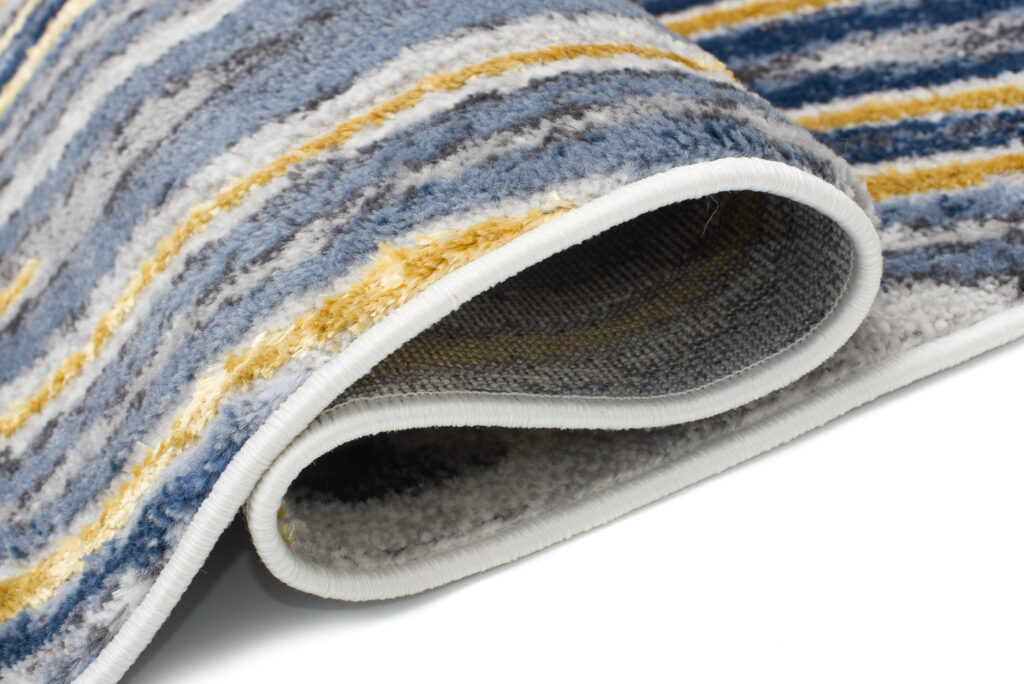 Tappeto Shine Oro Blu Grigio Astratto Effetto 3D
